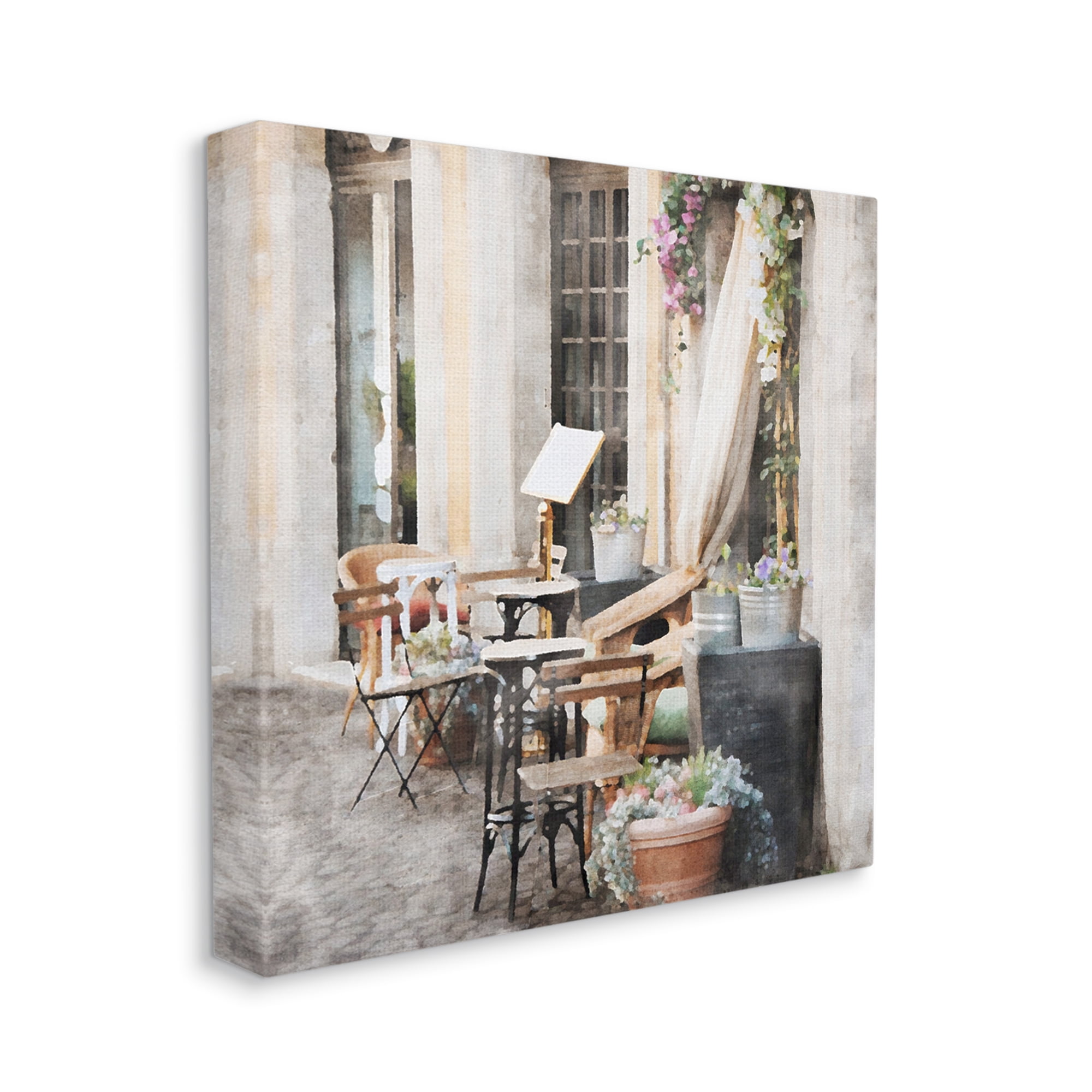 Stupell Industries Floral Patio View Travel & Places Painting Gallery Wrapped Canvas Print Wall Art, 36 x 36