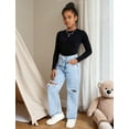 thumbnail image 3 of OYYN Girls High Waisted Baggy Jeans Wash Distressed Ripped Wide Leg Denim Pants for Kids Streetwear & School, 3 of 7