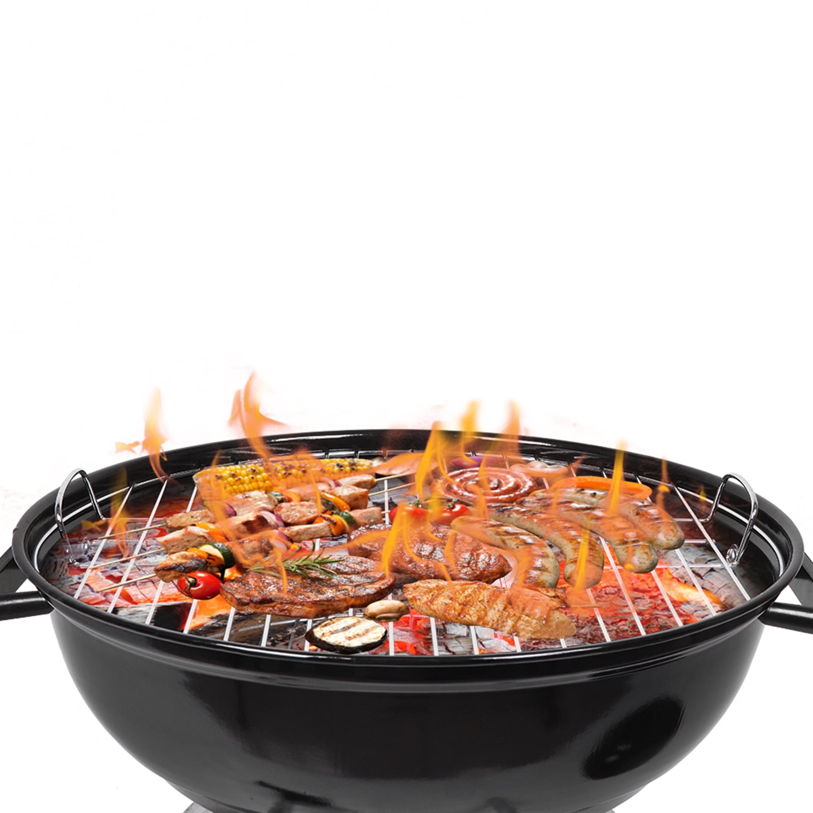 FENGFAN 18 Inch Enamel Charcoal Grill, Portable Apple BBQ Stove with Wheels for Outdoor Camping Backyard