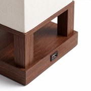 Brightech Maxwell Bedside Lamp Set with USB Port – Compact Table Lamp for Bedroom, Living Room - Modern Asian Nightstand Lamp with Wood Frame - LED Bulb, Soft Light - Brown