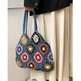 thumbnail image 7 of Kukuzhu Cute Floral Knitted Shoulder Bag Women Aesthetic Fairy Y2k Hobo Bag Crochet Small Hand Woven Beach Mesh Tote Purse, 7 of 7
