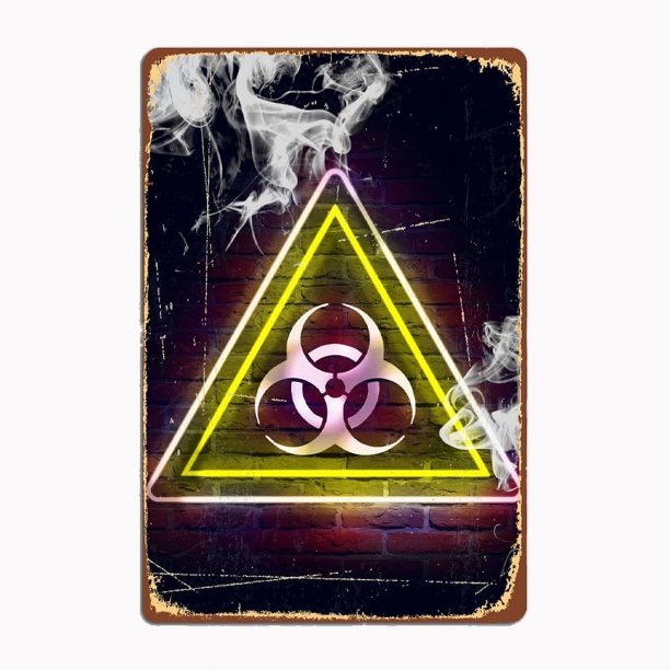 Letrero de metal con texto en inglés "Biological Hazard Smoke", para pared, para cine, sala de estar, cine, póster divertido de aluminio, estilo retro, cueva de hombre, hogar, taberna, tamaño: 12 x 8
