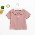 thumbnail image 2 of LLYWEY Toddler Girl Collar Shirts, Baby Girls Short Sleeve T-Shirt, Kids Solid Color Button up Round Neck Summer Tops Casual Loose Blouse Tee Shirts, Style-T-13, Pinks, 6 Months, 2 of 9