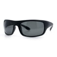 thumbnail image 5 of Polarized Mens Rectangle Wrap Classic Biker Style Sport Plastic Sunglasses Matte Black - Black, 5 of 8