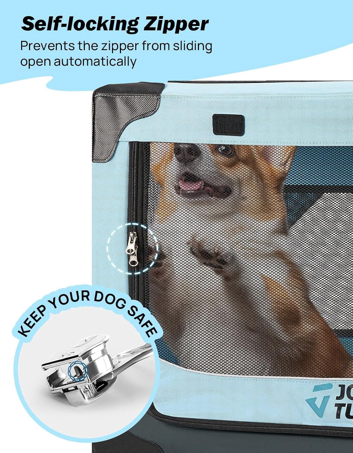 Collapsible Dog Crate 20 Inch Portable  for Car Travel Foldable Soft  Cage for Puppy Small Dogs Blue