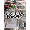 thumbnail image 5 of Outdoor Tablecloth with Umbrella Hole for Patio/Picnic/Party/Camping, Black White Geometric Waterproof Table Cloth Round Cover Washable, Modern Abstract Art (Dia 60"), 5 of 8