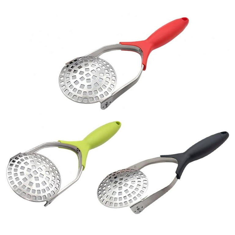 Stainless Steel Potato Masher, Kitchen Tool, Food Masher, Potato Smasher  with Silicone Handle, Perfect for Bean, Vegetable, Fruits, Avocado, Meat  (Green) 