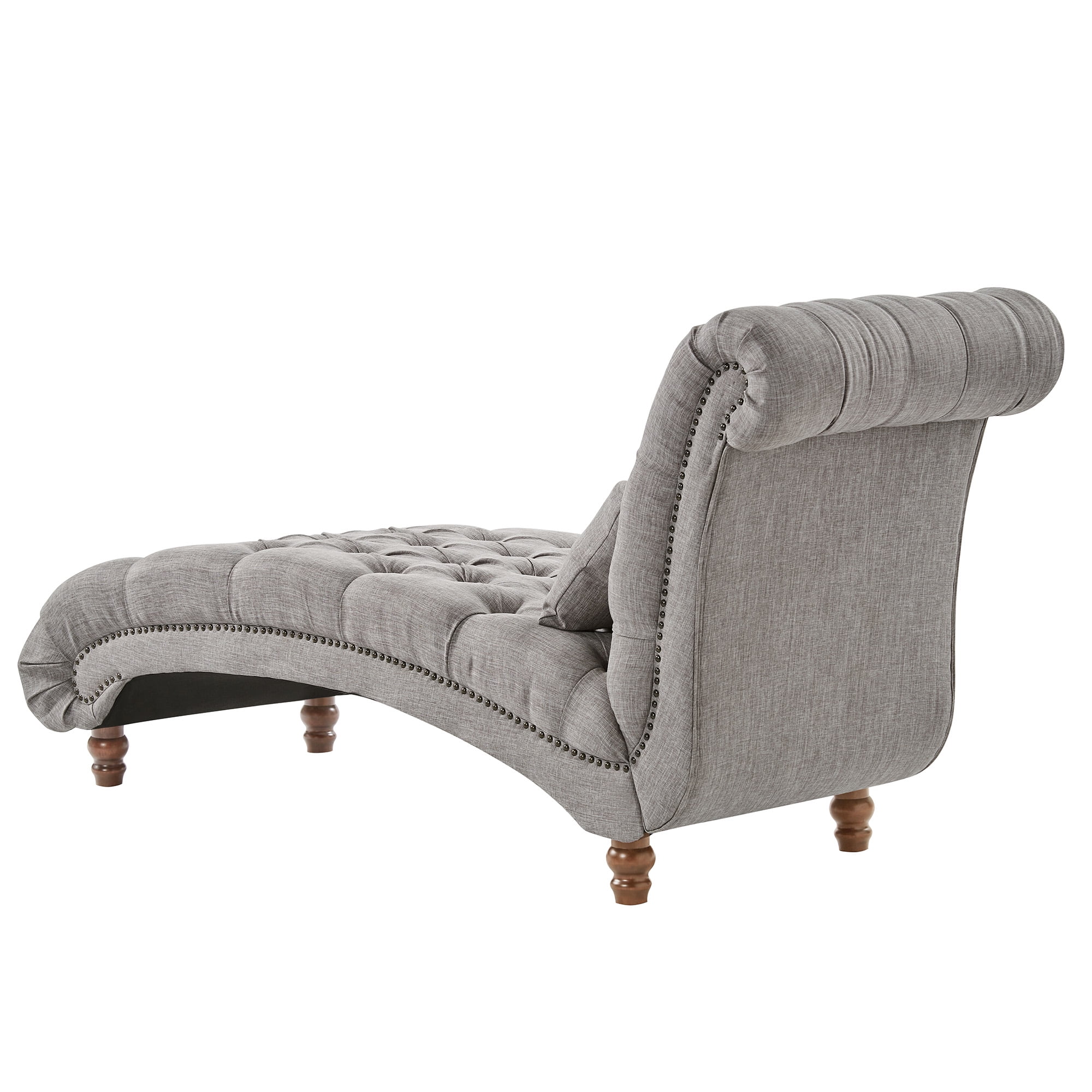 Weston Home Bowman Tufted Armless Chaise with Matching Pillow, Gray Linen