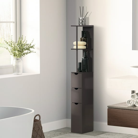 BOBOKY 54 Inch Tall Bathroom Storage Cabinet with Drawers & Shelves, Freestanding Organizer for Bathroom, Bedroom, Kitchen, Linen Closet. Brown