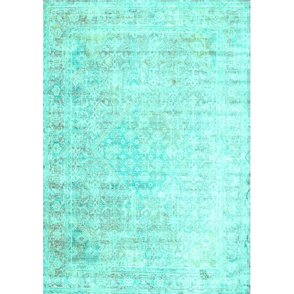 Ahgly Company Indoor Rectangle Persian Turquoise Blue Traditional Area Rugs, 2' x 3'