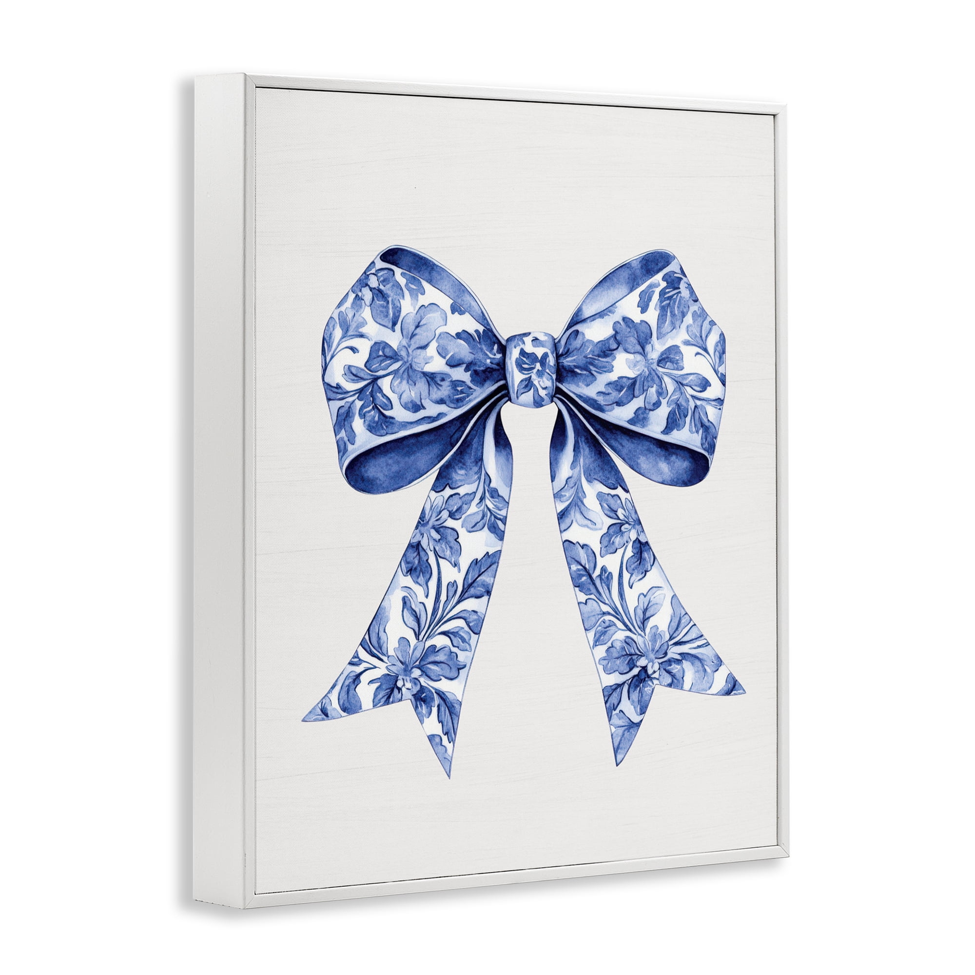 Vintage Toile Flower Ribbon White Framed Giclee Art, design by Lettered and Lined
