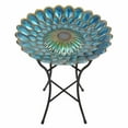 thumbnail image 3 of Teamson Home 18" Outdoor Solar Glass Flower Mosaic Birdbath with LED Lights and Stand, Blue, 3 of 8