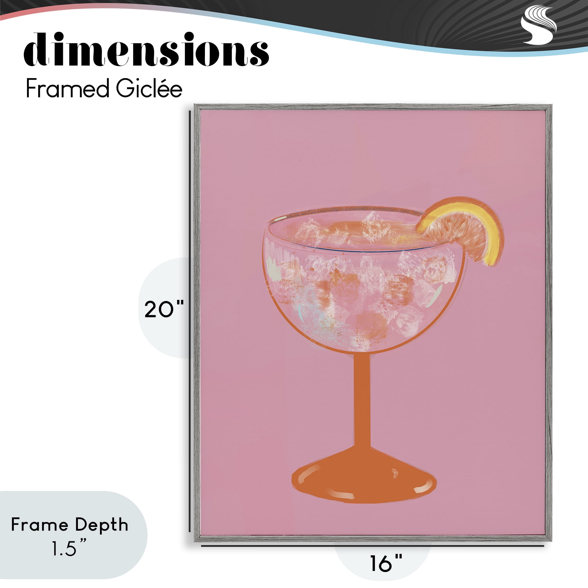 Stupell Industries Paloma Glass over Pink Gray Framed Giclee Art, design by Robin Maria
