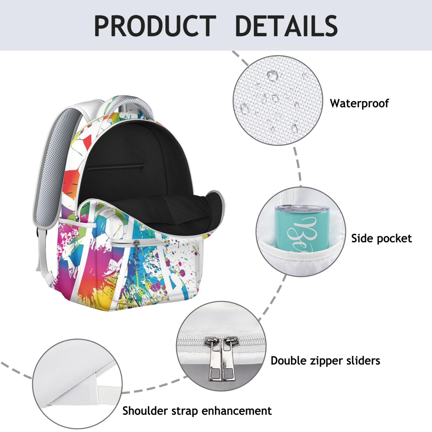 Sports-Themed School Backpack - Lightweight & Waterproof Bookbag for Tennis & Golf