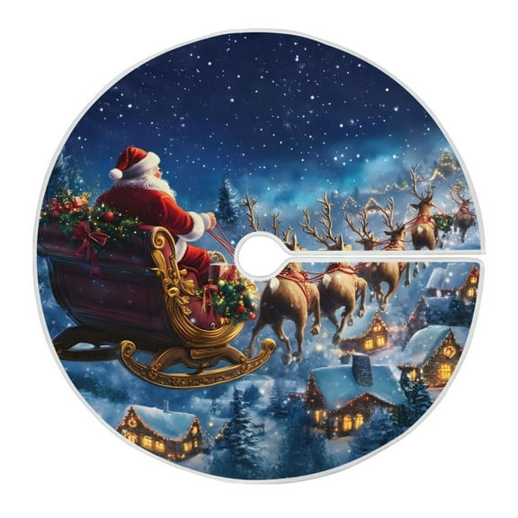 Ryvnso Christmas Tree Skirt Santa Claus Reindeer Xmas Tree Skirts Ornament Home Decorations 35.4"