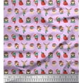 thumbnail image 1 of Soimoi Purple Georgette Viscose Fabric Animal Face,Cap & Muffler Winter Theme Fabric Prints By Yard 42 Inch Wide, 1 of 1