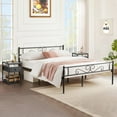 thumbnail image 2 of VECELO 3-piece Bedroom Set, Metal Platform Bed Frame with 2 Glass Top Nightstand, Queen Size, 2 of 8