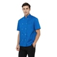 thumbnail image 2 of TOPTIE Short Sleeve Chef Coat Jacket Royal Blue Lightweight Button Chef Uniform, 2 of 9