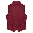 thumbnail image 5 of Zynoxe Womens Plus Size Western Vest Trendy Faux Suede Stand Collar Sleeveless Button Down Cropped Jacket Vintage Cowboy Street Outerwear Wine L, 5 of 7