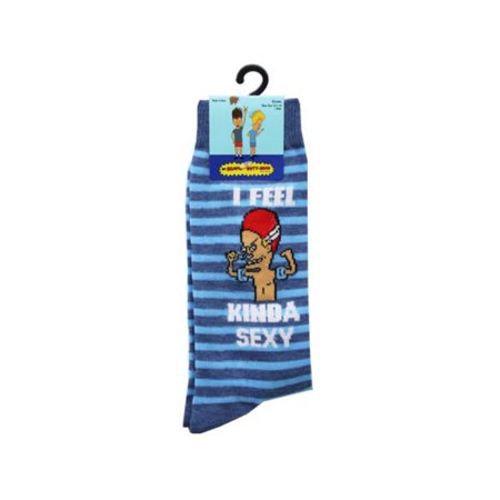 

Kole Imports AB289-14 Mens Beavis & Butthead I Feel Kinda Sexy Crew Socks Blue - Size 10 - 13 - Pack of 14