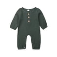 thumbnail image 2 of ITFABS Baby Romper,Solid Color Ribbed Button-Down Long Sleeve Round Neck Romper, 2 of 5