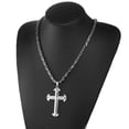 thumbnail image 2 of EOEMY Gold Black Silver Cross Pendant Necklace Stainless Steel Byzantine Chain For Men-Silver-22Inch Or 55Cm, 2 of 4