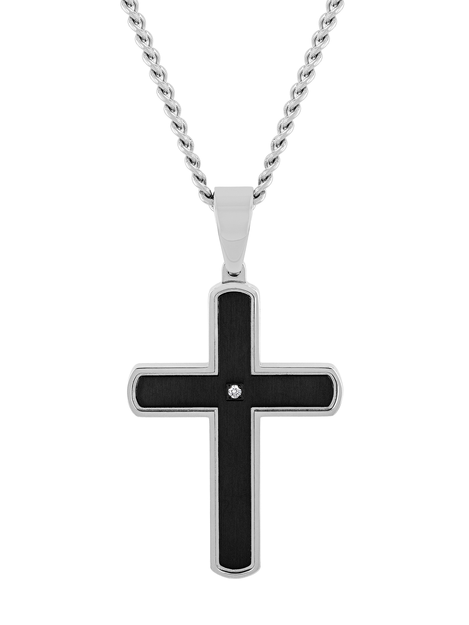 Mens Lab-Grown Diamond Accent Two-Tone Stainless Steel Pendant Necklace & Bracelet Set, Set of 3