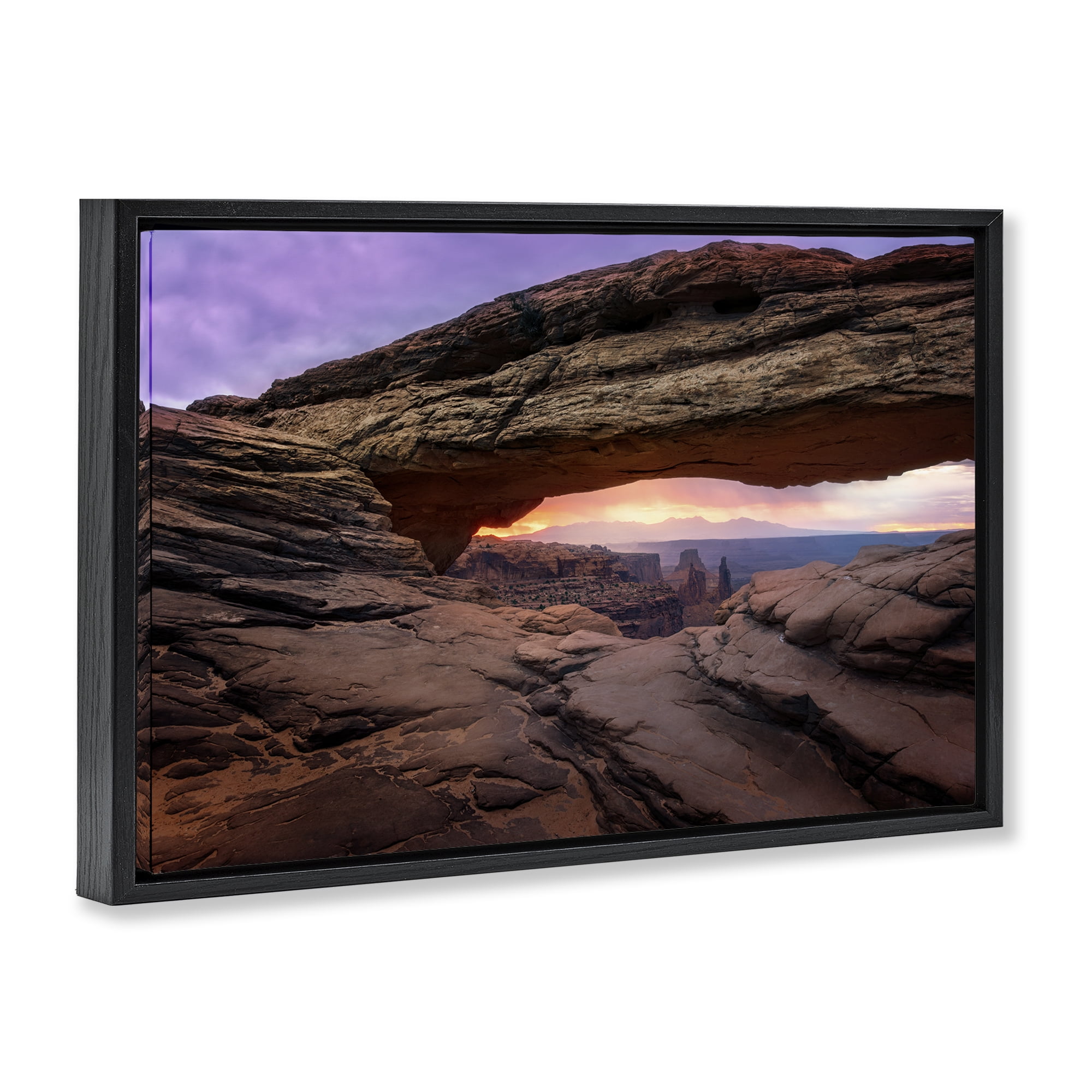 Stupell Industries Natural Canyon Rock Arch Landscape & Nature Photography Black Floater Framed Canvas Art Print Wall Art, 25 x 17