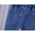 thumbnail image 4 of ATOGUTA Toddler Girls Jeans Elastic Waist Strawberries Embroidered Casual Denim Pants with Pocket Blue, Size 1T-6, 4 of 4