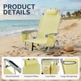 thumbnail image 2 of Ktaxon Backpack Beach Chair, 5-Position Protable  Beach Chair, Light-Weight Foldable Camping Chair with Back Storage Bag & Cooler Pouch and Side Bags for Beach Poolside (Low, Yellow), 2 of 10