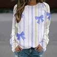 thumbnail image 2 of YUGYXL Women's Oversized Bow Sweatshirt Y2k Long Sleeve Crewneck Bows Graphic Fleece Pullover Tops Funny Holiday Streetwear Sky Blue M, 2 of 5