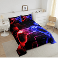 thumbnail image 4 of Gamer Comforter Set King,Gaming Bedding,Video Games Gamepad Bedding Comforter Sets Neon Glowing Square Geometric Grid Red Blue Bedroom Decor Duvet Insert, 4 of 5