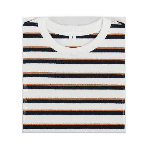Children's Cotton T-Shirt, Striped T-Shirt, Orange, Blue, and White - 5T