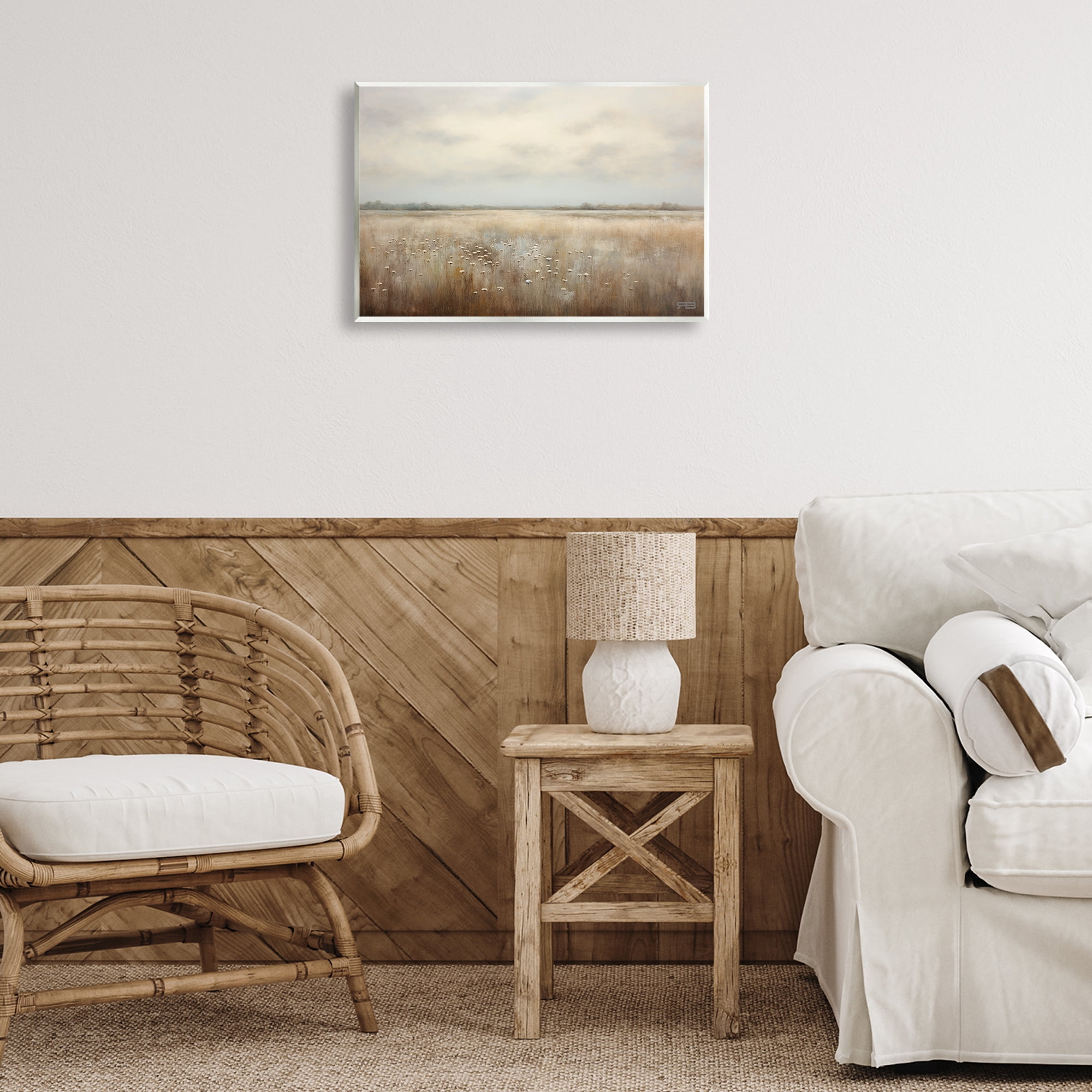 Stupell Industries Subtle Flower Meadow Landscape Painting Unframed Art Print Wall Art, 19 x 13