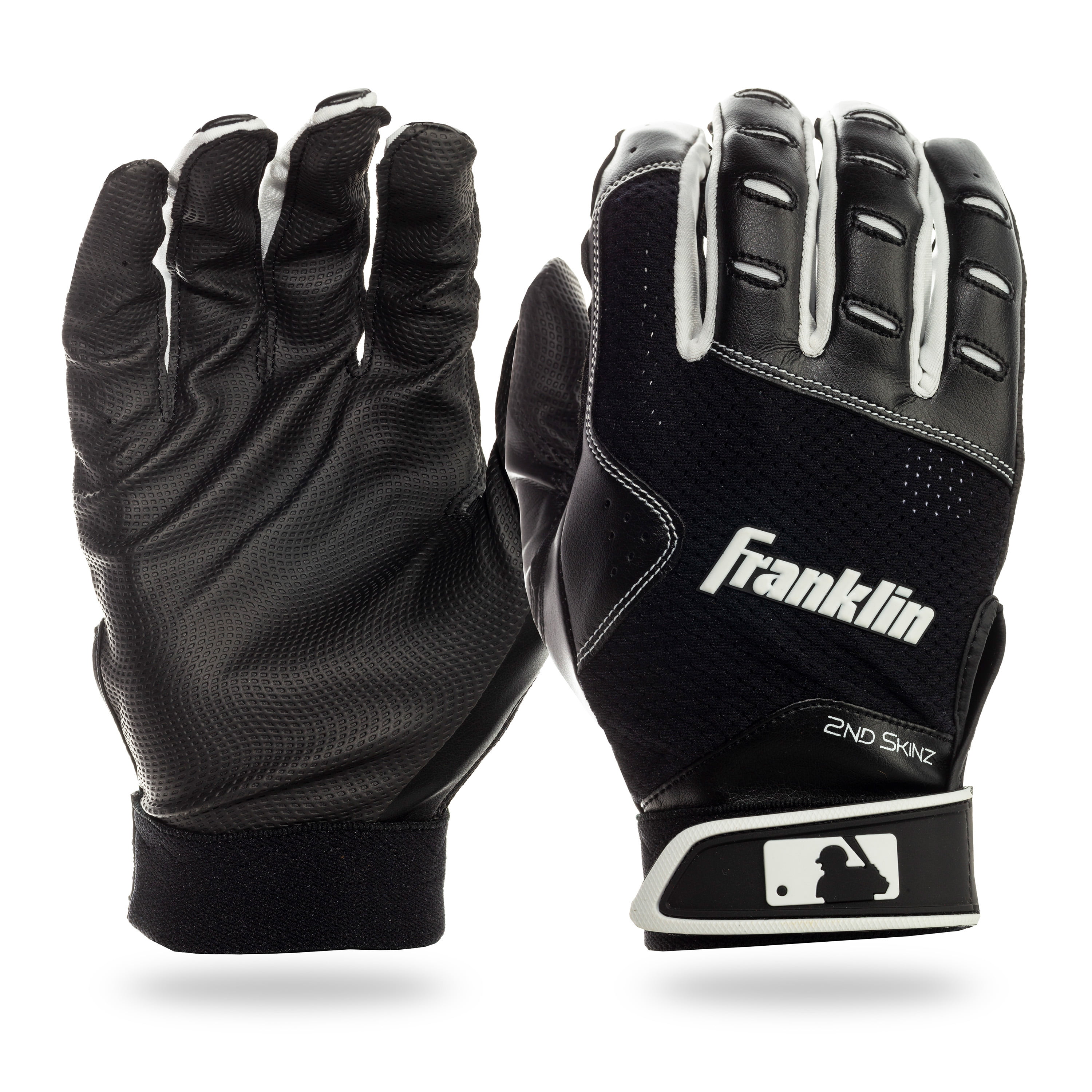 Franklin PRO CHARGER MENS Adult Leather Batting Gloves Size M Medium Black/White 