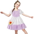 thumbnail image 1 of Cathalem Robe Dessin Animé pour Filles Été Coton Dos Nu Ourlet Haut Bas Plage Décontractée Robe d'Été, Violet 120, 1 of 5