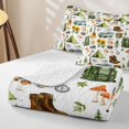thumbnail image 4 of Manfei Camping RV Car Quilt King 3 Pieces,Adventure Guitar Mushroom King Coverlet Set,White Green Yellow,1 Bedspread and 2 Pillowcases, 4 of 7
