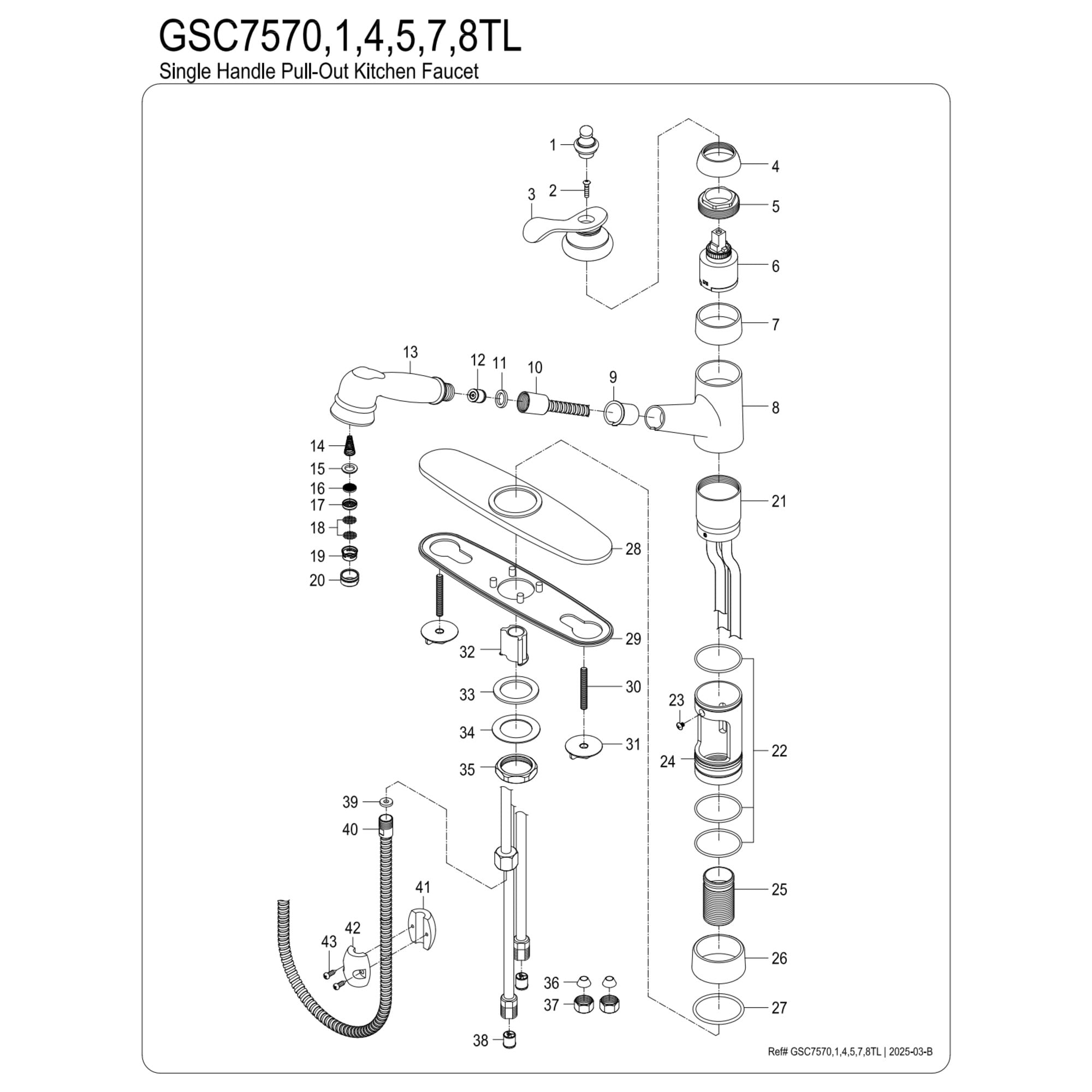 Kingston Brass GSC7578TL Single-Handle 1-or-3 Hole Deck Mount Pull-Out Sprayer Kitchen Faucet in Brushed Nickel