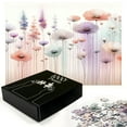 thumbnail image 2 of Ambesonne Floral Jigsaw Puzzle, Dreamy Fantasy Woods Gentle, Heirloom-Quality Fun Activity for Family Durable Cardboard, 1000 pcs, Coral Lilac Mint Green, 2 of 5