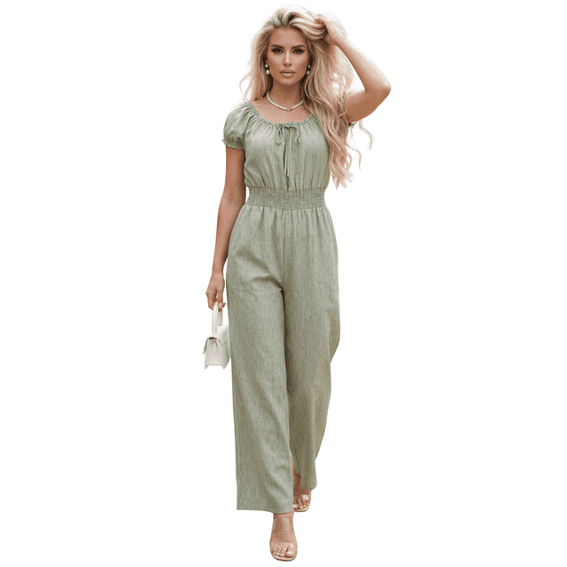 Jumpsuit Largo Fluido, Tela Ligera y Ajuste en Cintura, Estilo Casual Elegante para Mujer