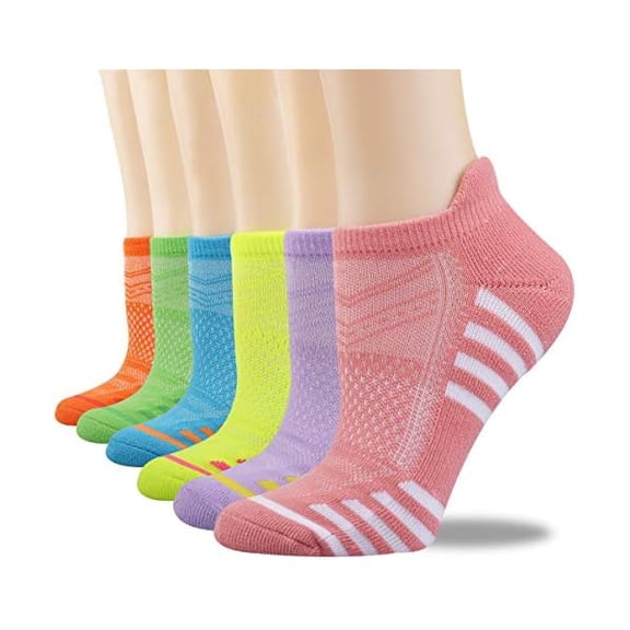 Eryueer 6 Pack Women Ankle Athletic Socks Low Cut Breathable Running Tab Socks with Cushion Sole