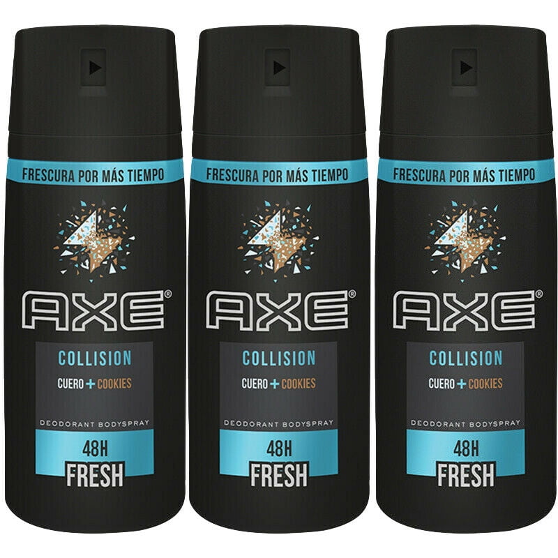 3 Pack Axe Collision Mens Deodorant Body Spray 48 Hours Fresh, 150ml
