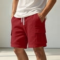 thumbnail image 4 of Workout Shorts Men Baeitkot Men's Solid Color Drawstring Multi-Pocket Cargo Shorts Casual Bottoms, 4 of 7
