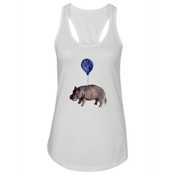 Watercolor Baby Hippo Tank Women -Image by Shutterstock, Female x-Small