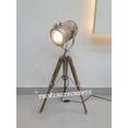 thumbnail image 3 of Vintage Industrial Wooden Table Lamp Chrome Finish Wooden Tripod Decor, 3 of 4