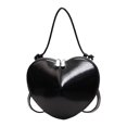 thumbnail image 4 of Bolso de mano con cremallera para mujer, bolso único con forma de corazón para suministros de , citas de viaje Negro, 4 of 8