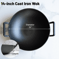 thumbnail image 2 of Backcountry Iron 14 Inch Cast Iron Wok with Flat Base and Handles, 2 of 7