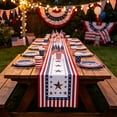 thumbnail image 6 of Lzobxe Fourth of July Table Runner Red White Blue Flower Patterned Outdoor Tablecloth, Patriotic Floral Tablecloths for Decorate Home Wedding Cafe Party, 6 of 8
