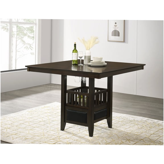 Counter Height Square Table with Storage in Espresso Finish