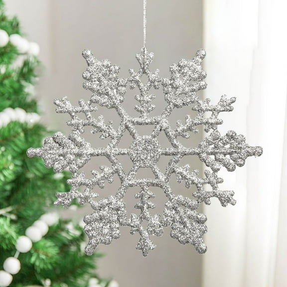 Yaouit 10 Pack Christmas Glitter Snowflake Ornament - Sparkly Shatterproof Snowflakes, Winter Wonderland, Xmas Tree Decorations Ornaments